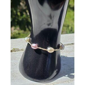 925 Sterling Silver Baroque Pearl Bracelet 6.5"